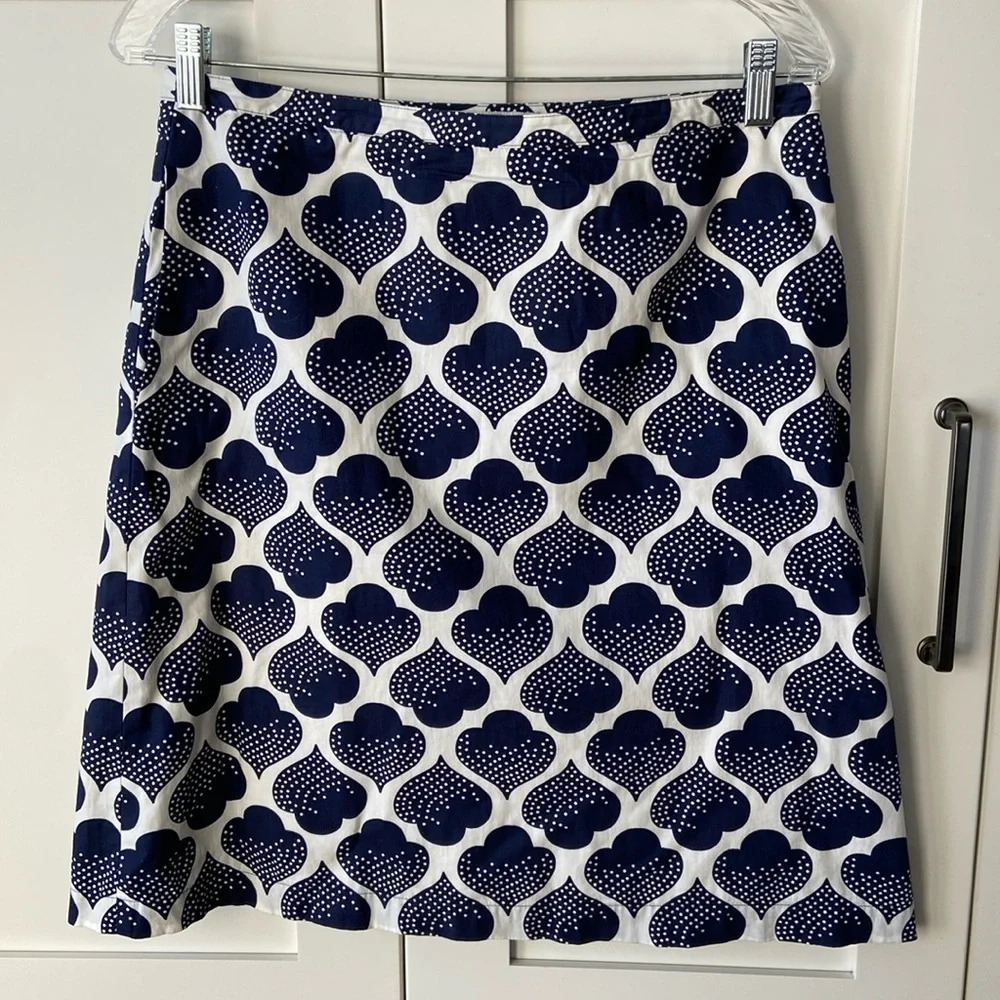 Boden A-Line Skirt in Navy and White